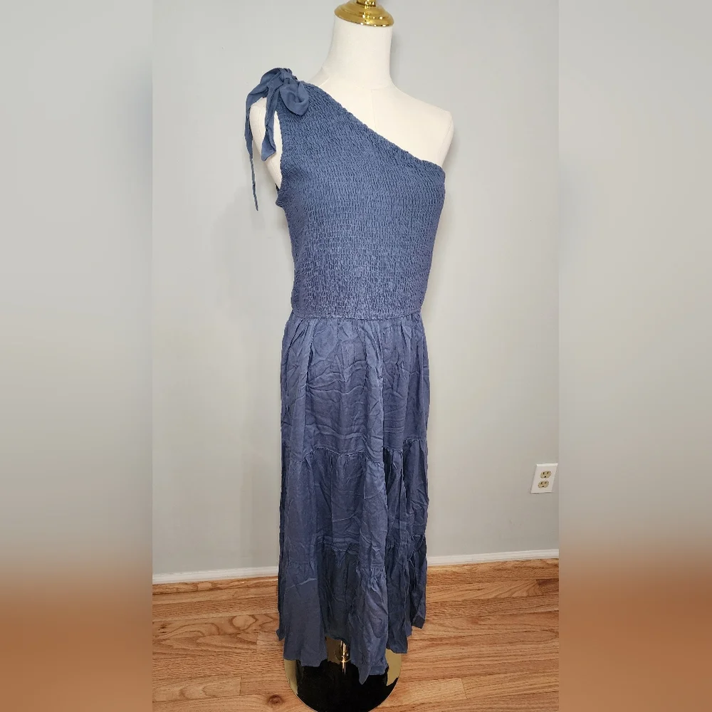 MEROKEETY One-Shoulder Summer Dress Party Beach Vacation w/ Leg Cut Out Size L - Picture 2 of 4